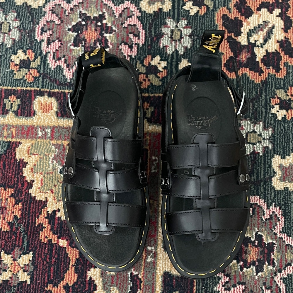 Dr. Martens Black Leather Strap Sandals